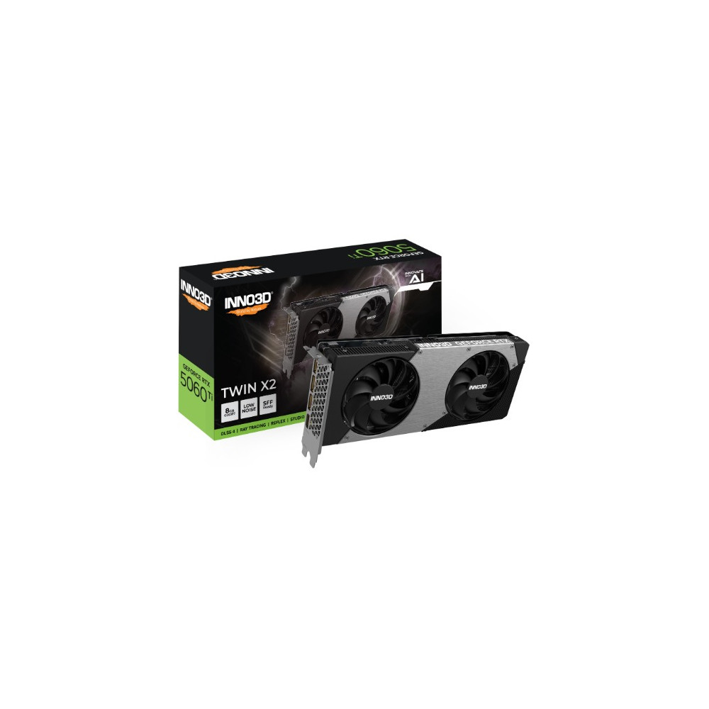 INNO3D N506T2-08D7-193075N nVidia GeForce RTX 5060 Ti TWIN X2 8GB GDDR7, 2572MHz Boost Clock, RAM 28Gbps, 3xDP, 1xHDMI, 250x116x41mm - Image 1