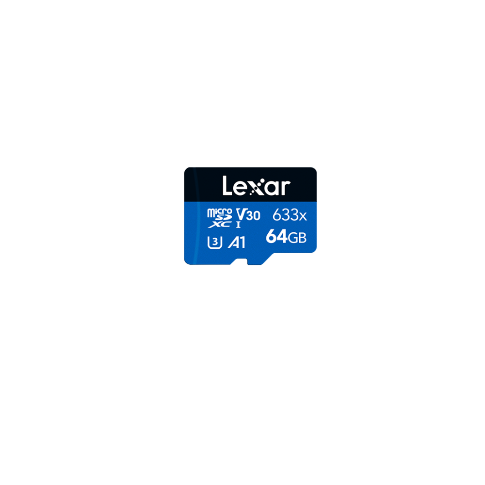 Lexar LMS0633064G-BNNNG High-Performance 633x 64GB microSDHC™/ microSDXC™ UHS-I Card BLUE Series without adaptor 64GB – C10, UHS-I (U3), up to 100MB/s read,without adap - Image 1
