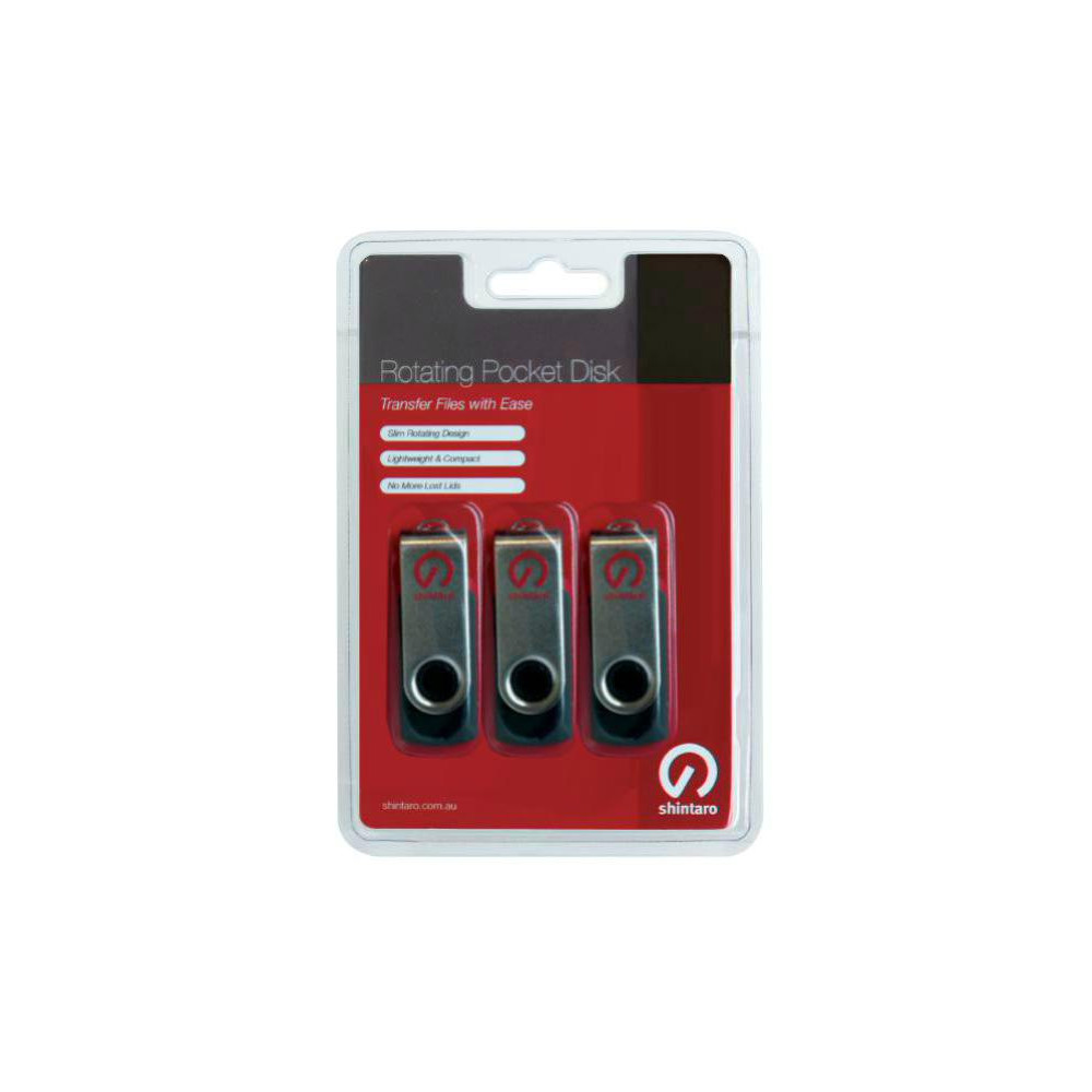 SHINTARO SH-R16GB-3PK 16GB Rotating USB 2.0 Pocket Disk - 3 Pack - Image 1
