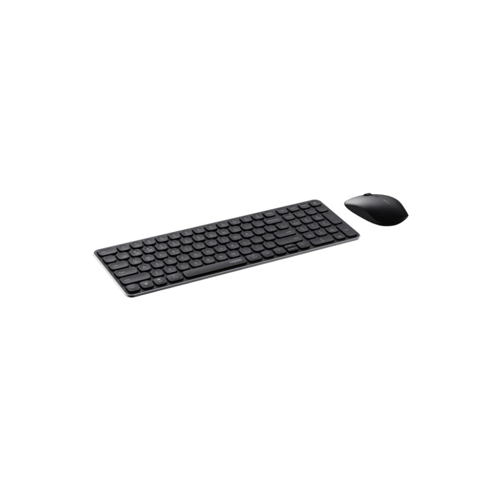 Rapoo 9320M Bluetooth 4.0, 5.0 + 2.4G Wireless Multi-mode Keyboard Mouse Combo, Aluminium Base, 2400 DPI, 10M Range, Compact Black Retail Pack - Image 1