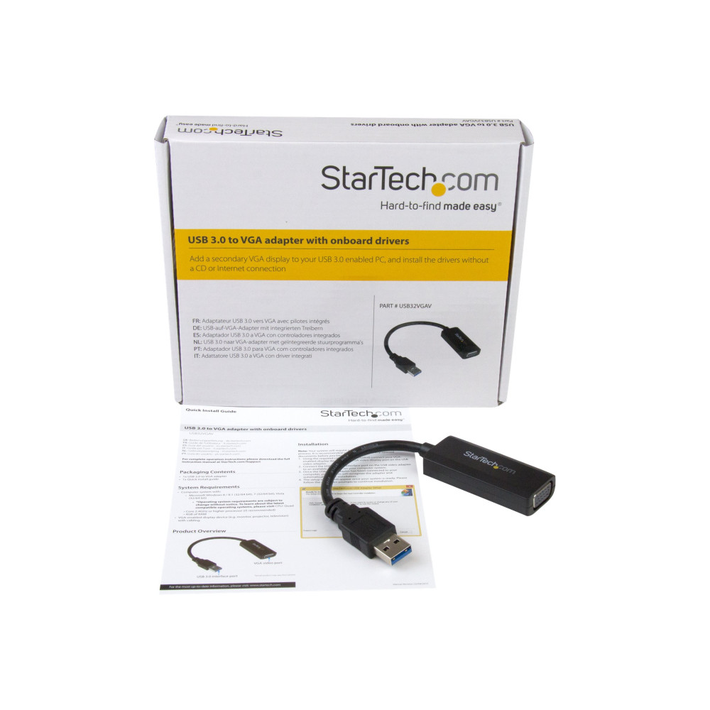 StarTech USB32VGAV USB TO VGA EXTERNAL GRAPHICS CARD W ON-BOARD DRIVER INSTALL 2YR - Image 1