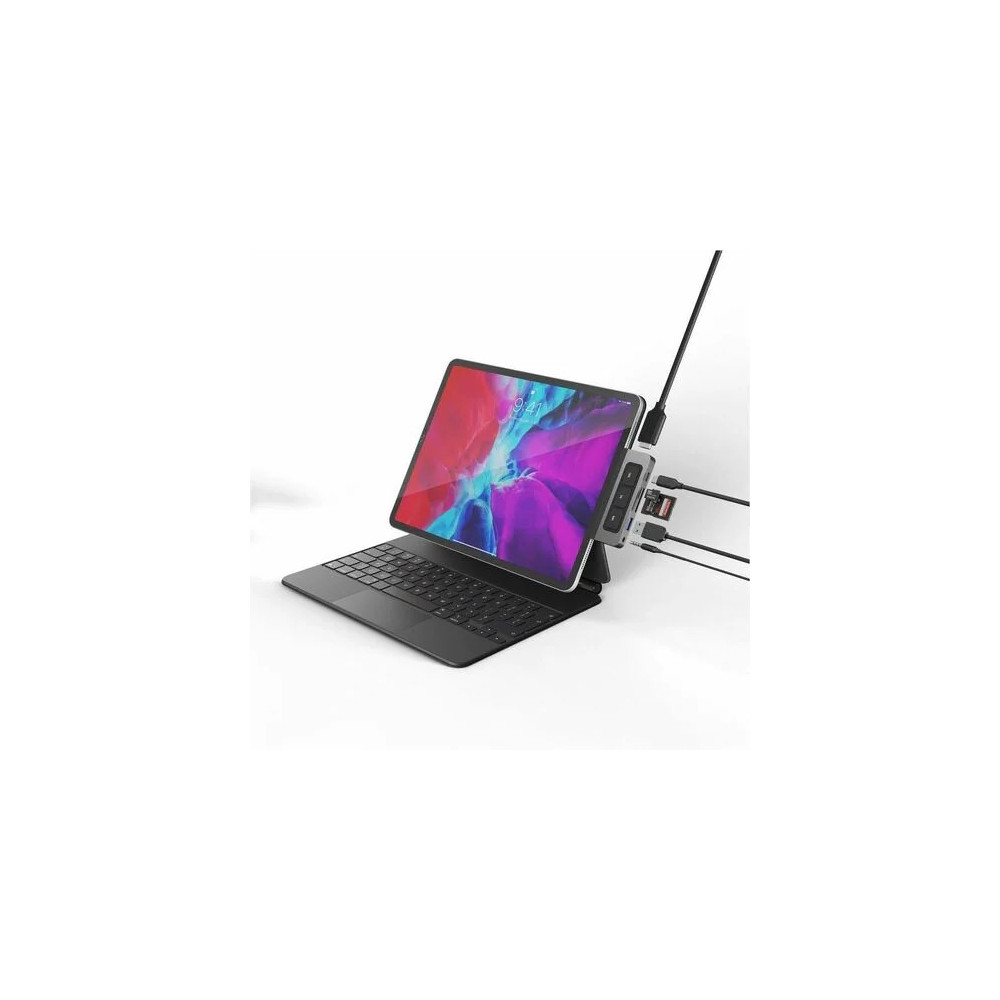 Targus HD449 HyperDrive 6 Port(s) USB Type C Docking Station for iPad, Monitor, Headphone - Memory Card Reader - SD - 60 W Power Supply - Silver - 4K @ 60Hz - 3840 x 2160 - 2 x USB Ports - 1 x USB Type-A Ports - USB Type-A - 1 x USB Type-C Ports - Image 3