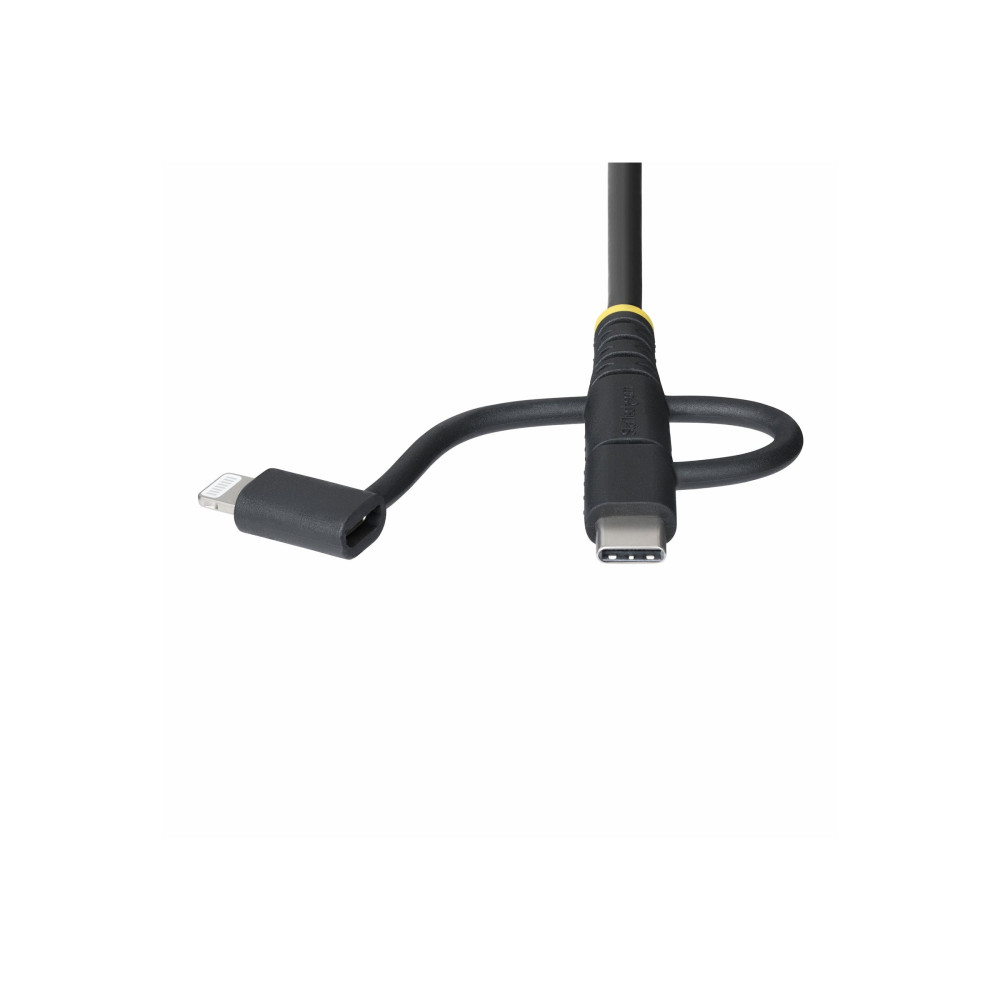 StarTech RLTCUB1MBK 3.3FT (1M) RUGGED USB MULTI CHARGING CABLE, USB TO LIGHTNING/MICRO-USB/TYPE-C, AP - Image 5