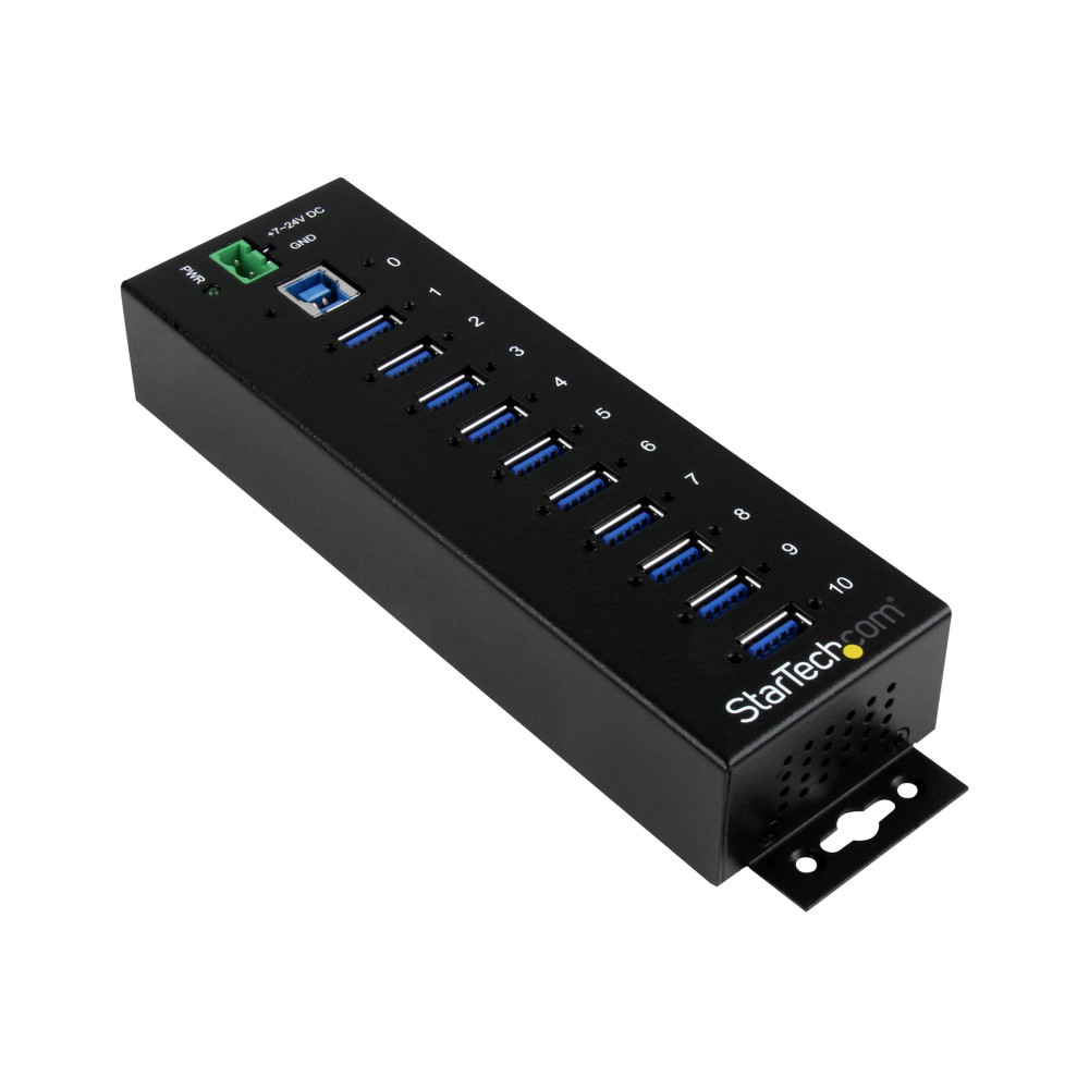 StarTech ST1030USBM 10 PORT USB 3.0 HUB, INDUSTRIAL, METAL, ESD & SURGE PROTECTION, MOUNT, 2YR - Image 3