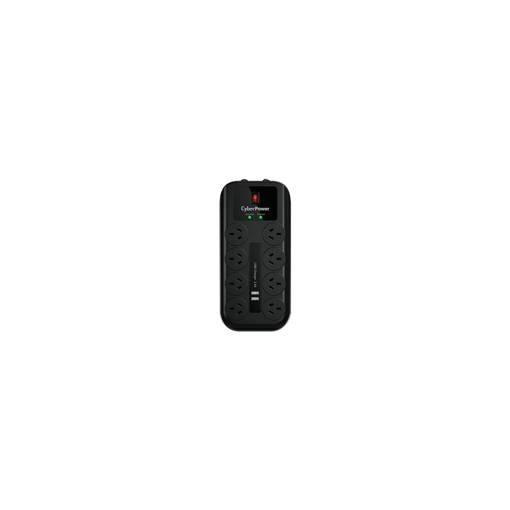 CyberPower CPSURGE08USB-ANZ 8-port Surge Protector with 2 x USB Charging Ports - 5 Yrs Adv. Replacement WTY