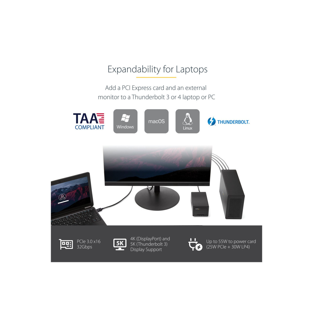 StarTech TB31PCIEX16 T/BOLT 3 PCIE EXPANSION CHASSIS W/ DISPLAYPORT - PCIE X16 2YR - Image 2