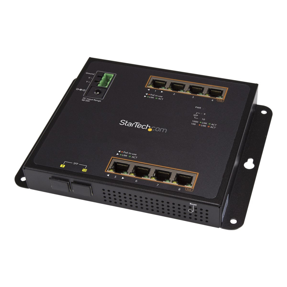 StarTech IES101GP2SFW INDUSTRIAL 8PORT GIGABIT POE+ SWITCH W/2 SFP SLOTS 30W MANAGED 2YR - Image 3