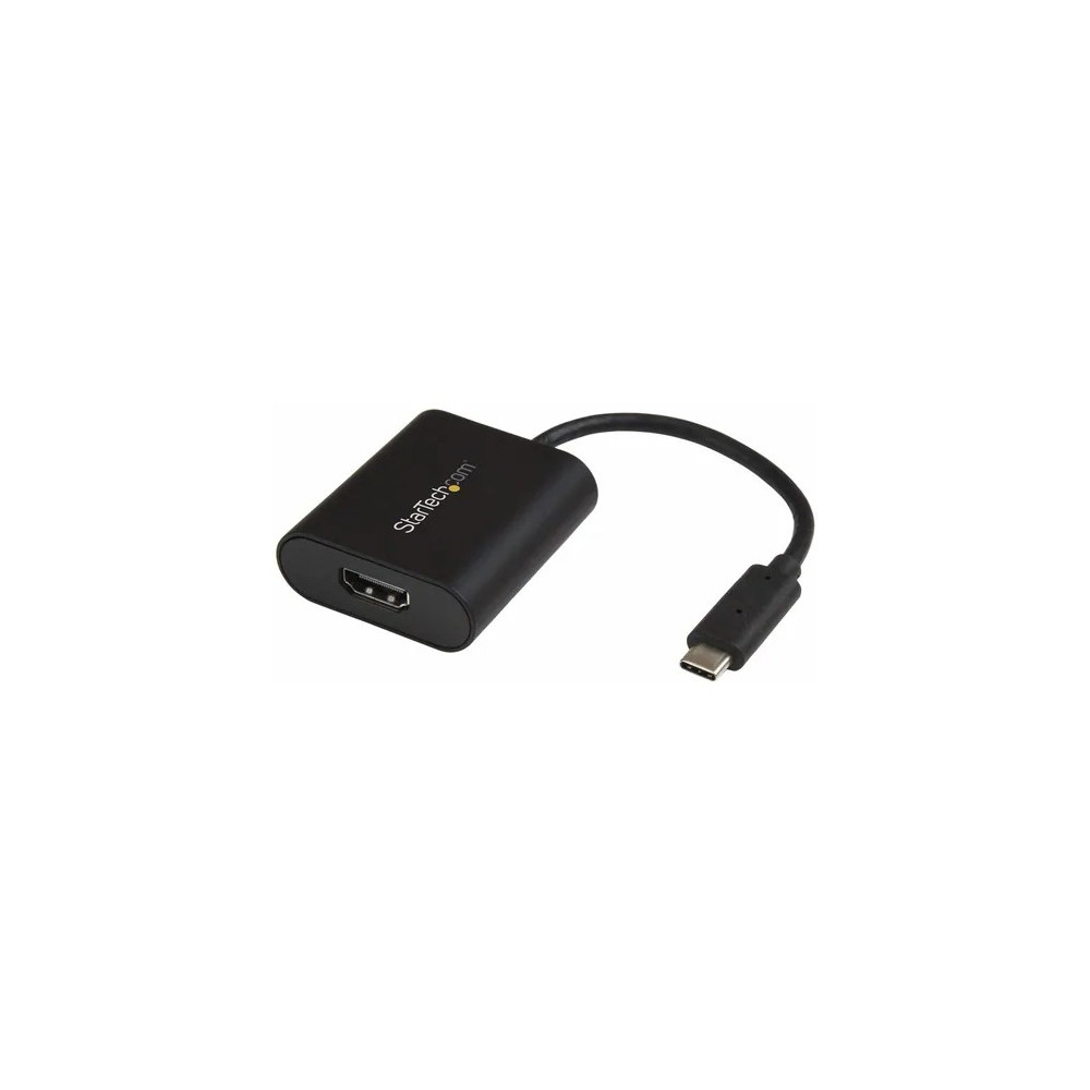 StarTech CDP2HD4K60SA USB C to 4K HDMI Adapter - 4K 60Hz - Thunderbolt 3 Compatible - USB Type C to HDMI Video Display Adapter - 1 x 24-pin Type C USB Male - 1 x 19-pin HDMI Digital Audio/Video Female - 3840 x 2160 Supported - Black - Image 1