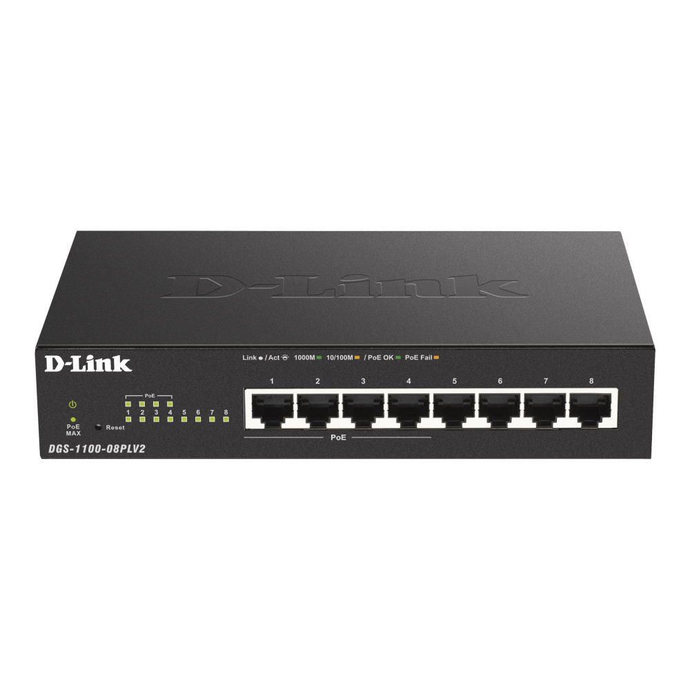 D-Link DGS-1100-08PLV2 8-PORT GIGABIT SMART MANAGED SWITCH WITH 4 POE+ PORTS (80W) - Image 1