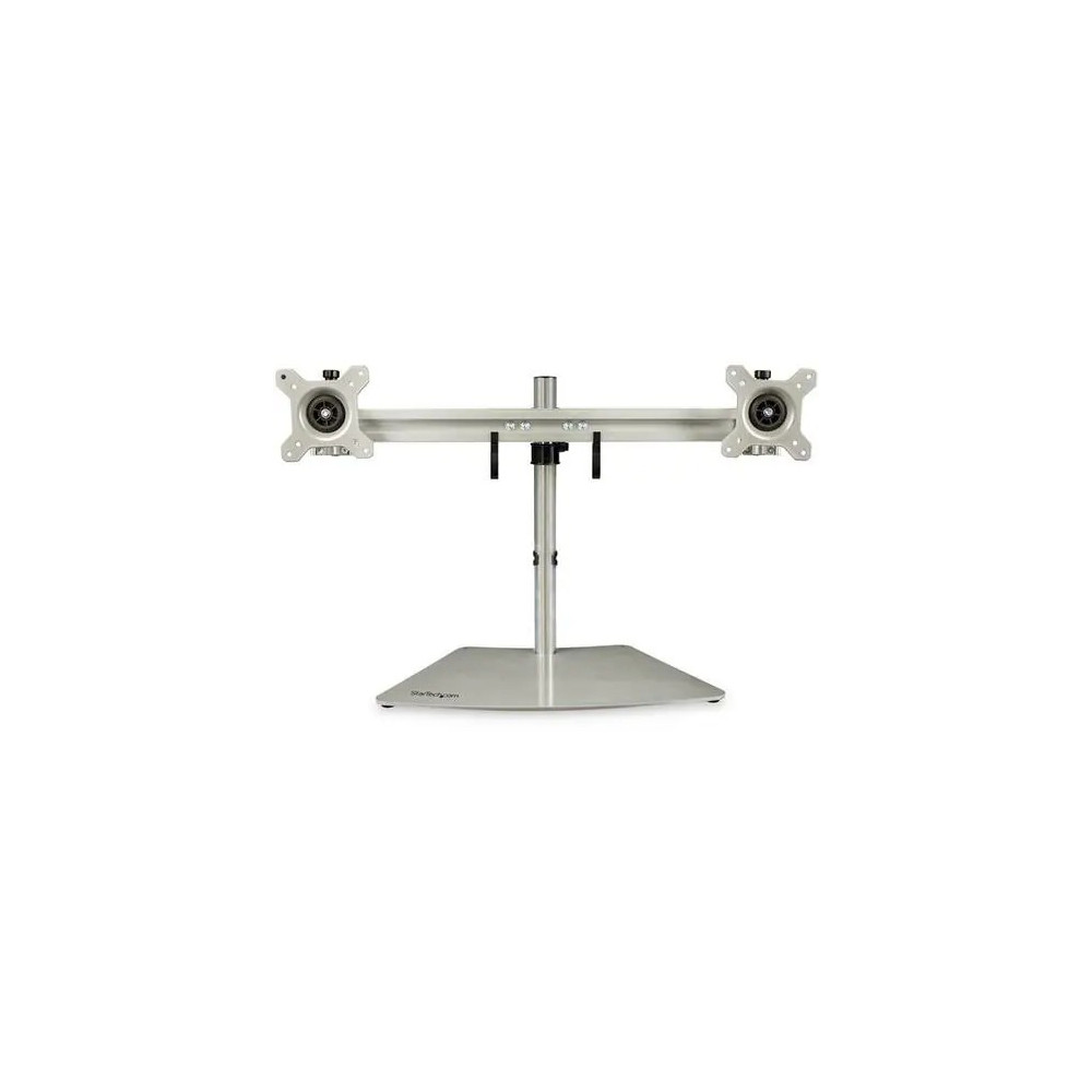 StarTech ARMDUOSS Dual Monitor Stand, Free Standing Desktop Pole Stand for 2x 24" (17.6lb/8kg) VESA Mount Displays, Height Adjustable, Silver - VESA 75x75/100x100mm free standing dual monitor stand for displays up to 24" (18lb) - Height adjustab - Image 2