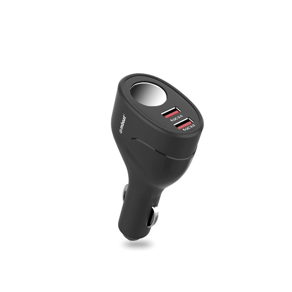 MBEAT MB-CHGR-C18 （LS） Gorilla Power Dual Port QC3.0 Car Charger and Cigarette Lighter Extender features built-in over heat Package - Image 1