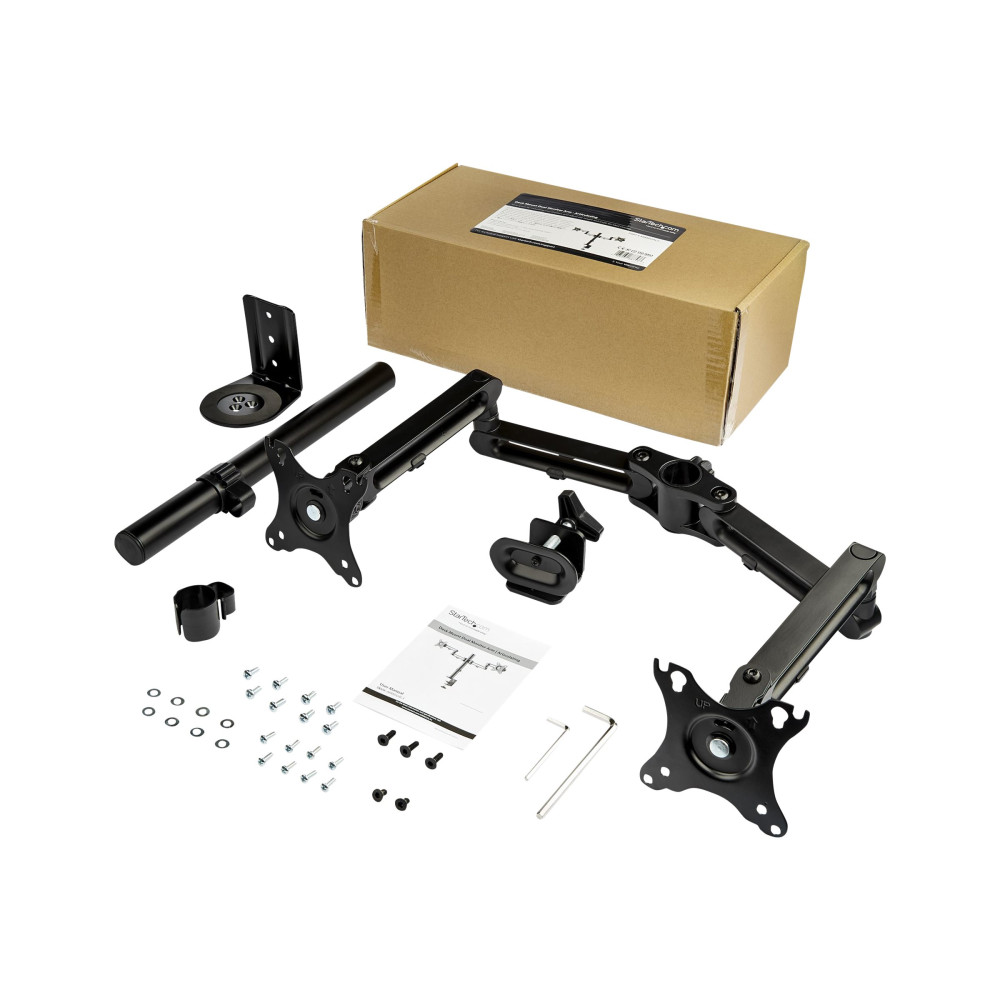 StarTech ARMDUAL3 DUAL MONITOR DESK MOUNT, UP TO 32", ARTICULATING, H/ADJ, VESA, 5YR - Image 2