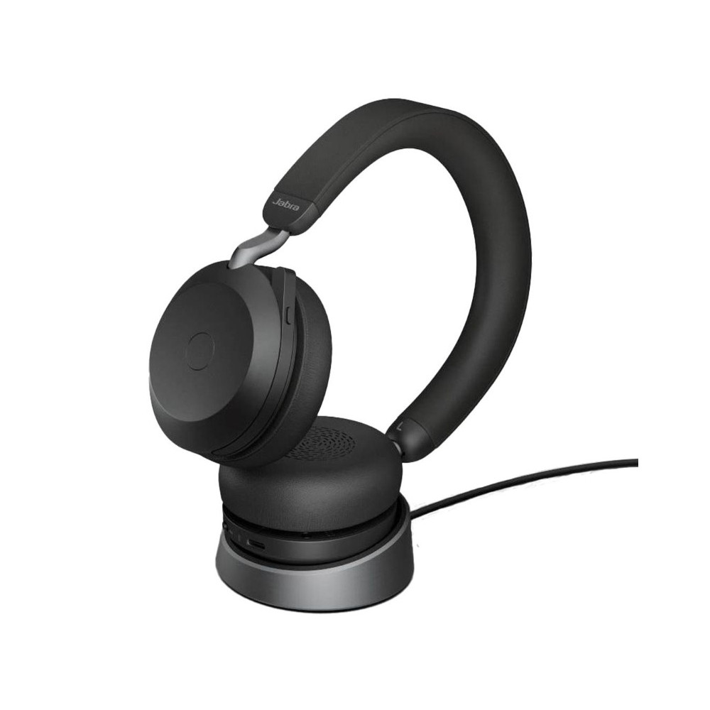 Jabra 27599-989-889 Evolve2 75 USB-C Link380a UC Stereo Stand Black, 8-Mic Technology, 36 Hours Battery & Fast Charge, Dual-Foam Tech, Discreet Hide-Away Boom Arm - Image 1