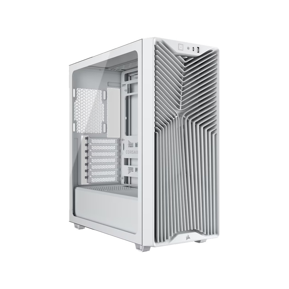 Corsair CC-9011335-WW 3200D RS Mid-Tower PC Case - White, ATX mATX ITX, TG panel, 400mm GPU, 165mm CPU, 360mm rad, USB-C, 7 slots, 2x2.5 1x3.5, 2yr wty, steel TG - Image 1