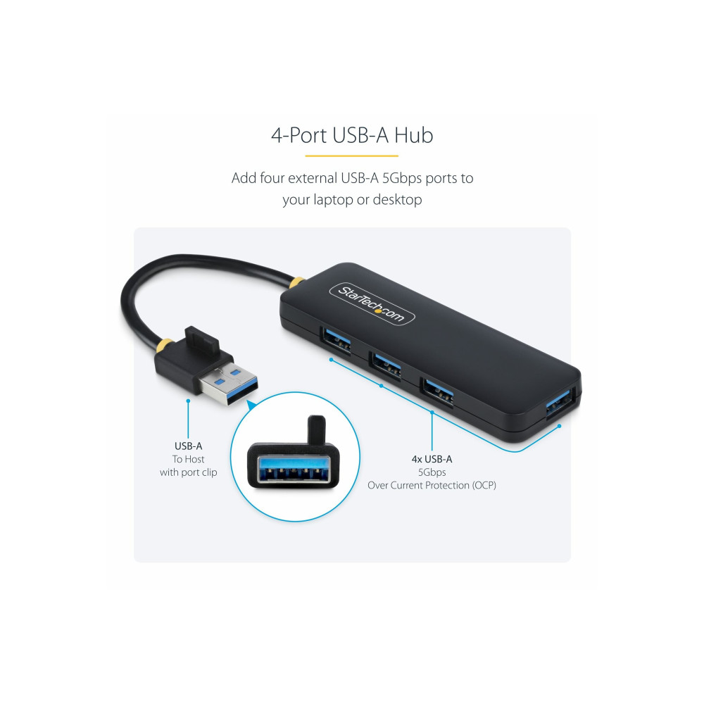 StarTech H5A4A-USB-HUB 4-PORT USB-A HUB, 5GBPS, BUS POWERED, SMALL TRAVEL MINI HUB, 2 YR - Image 3