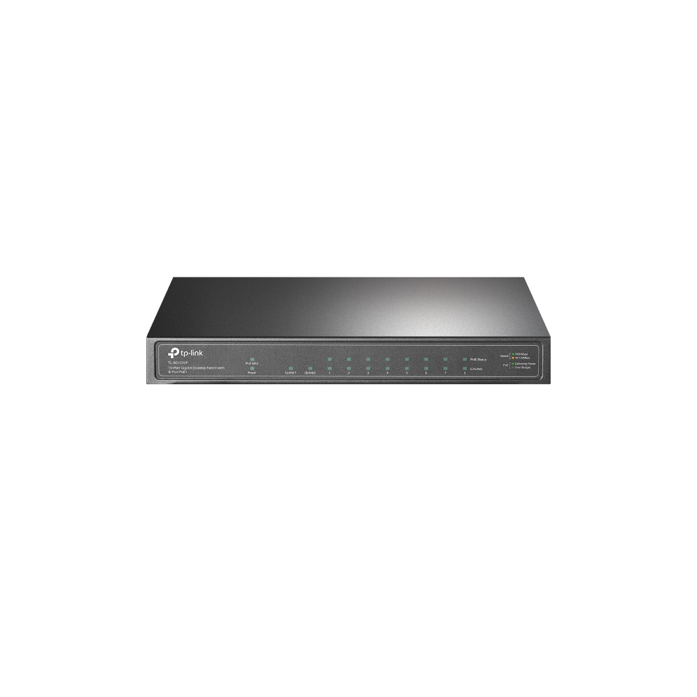 TP-LINK TL-SG1210P 10-PORT UNMANAGED GIGABIT DESKTOP SWITCH, POE+(8), SFP (1), 63W, METAL CASE, 5YR - Image 1