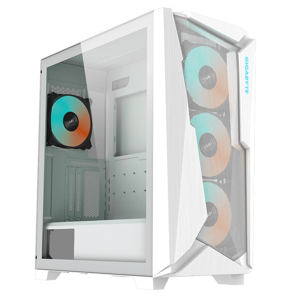 Gigabyte GB-C301GW C301 RGB Tempered Glass E-ATX White Mid Tower Gaming Chassis 2x3.5' 2x2.5' 2xUSB3.0 Detachable Dust Filter Liquid Cooling PSU ATX - Image 1