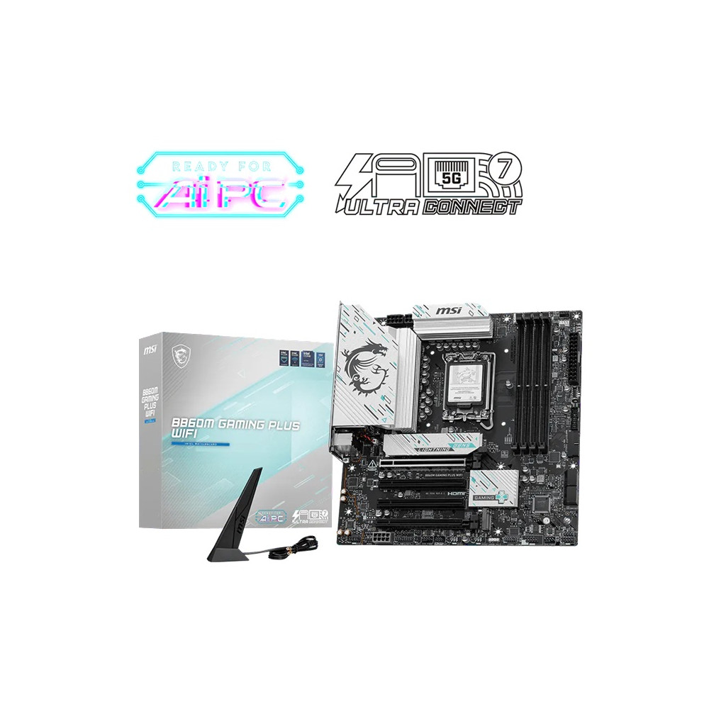 MSI B860M GAMING PLUS WIFI , INTEL B860, 4x DDR5 256GB, 1x HDMI, 4x PCI-E x16, 3x M.2, 4x SATA, 6x USB 2.0, Intel Killer™ BE1750x Wi-Fi 7 - Image 1