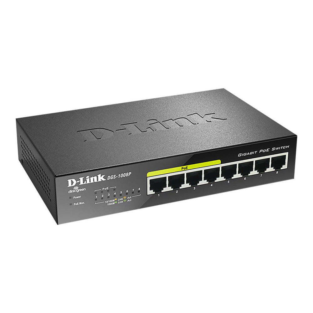 D-Link DGS-1008P 8-PORT GIGABIT POE UNMANAGED SWITCH WITH 60W POE BUDGET (METAL HOUSING) - Image 2