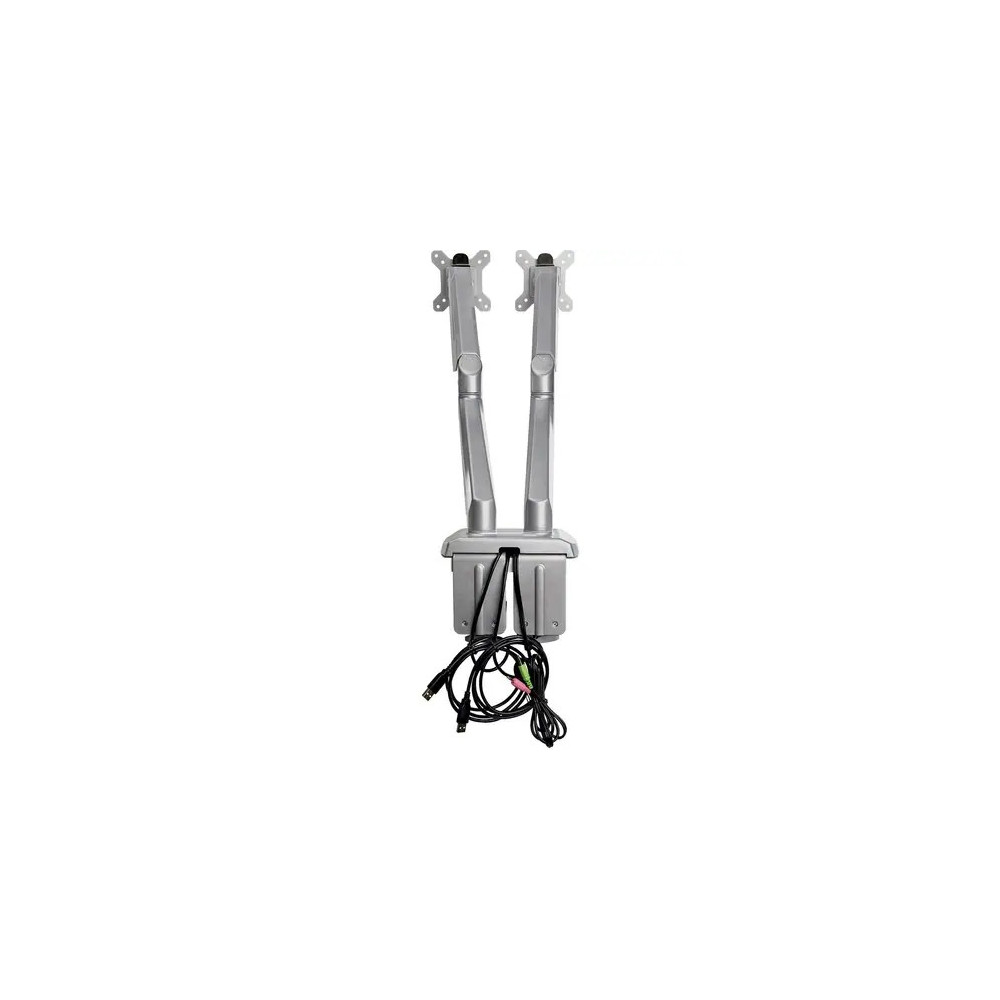 StarTech ARMSLIMDUOS Desk Mount Dual Monitor Arm with USB & 3.5mm Audio, Desk Clamp Ergonomic VESA Mount for up to 32" (17.6lb/8kg) Displays - Height Adjustable - 2 Display(s) Supported - 38.1 cm to 81.3 cm (32") Screen Support - 15.97 kg Load C - Image 4