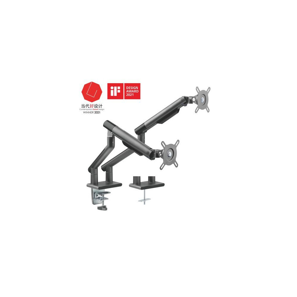 Brateck LDT49-C024-B Dual Monitor Premium Slim Aluminum Spring-Assisted Monitor Arm Fix Most 17'-32' Monitor Up to 9kg per screen VESA 75x75/100x100 (Grey) - Image 1