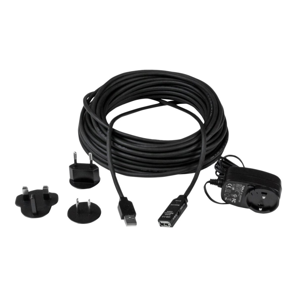 StarTech USB2AAEXT10M 10M USB2.0 A TO A EXTENSION CABLE, M/F, BLACK, LED, LTW - Image 1