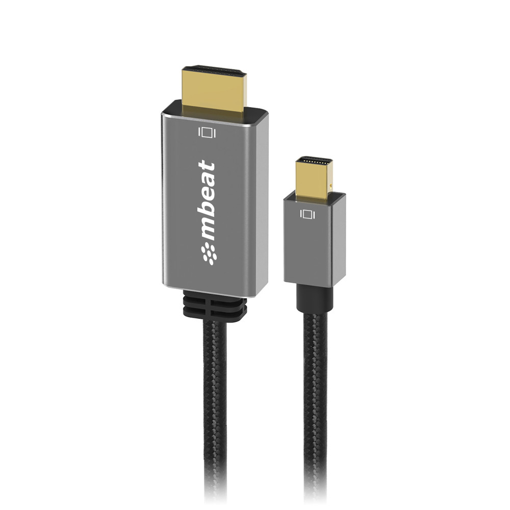 MBEAT MB-XCB-MNDHDM18 Tough Link 1.8m Mini DisplayPort to HDMI Cable - Space Grey Package Weight: 100g HDMI Cable Mini Displayport Package Weight: 100g - Image 1