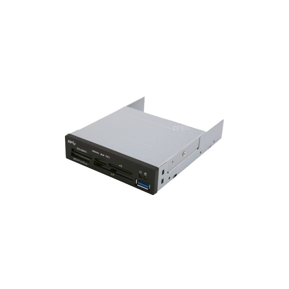 EZcool ACREZC1100U3IN 3.5" USB 3.0 All in One Internal Card Reader Full Long Metal with Front USB Black - Image 1