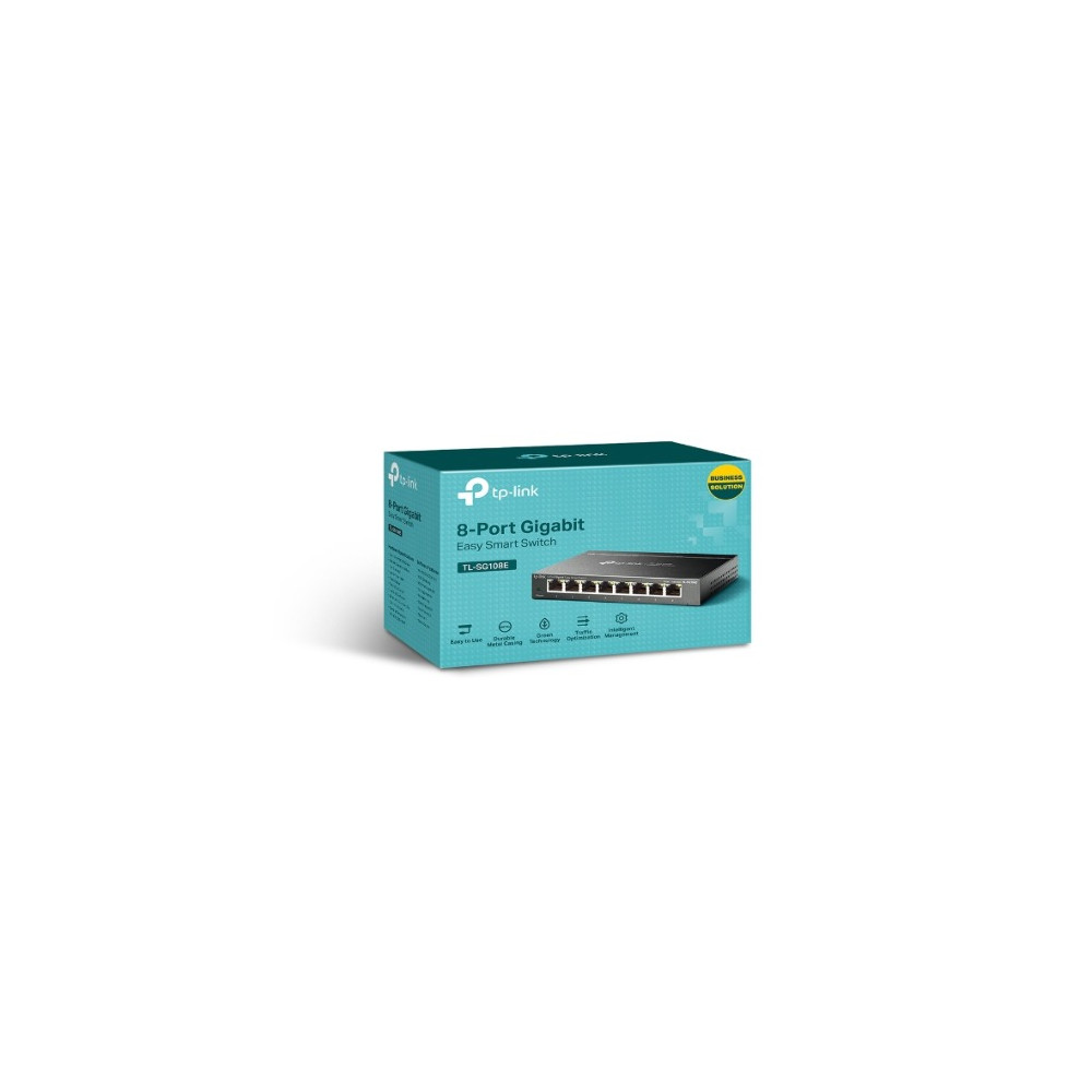 TP-LINK TL-SG108E 8-Port Gigabit Easy Smart Switch Provides network monitoring, traffic prioritization and VLAN Web-based user interface Fanless - Image 1