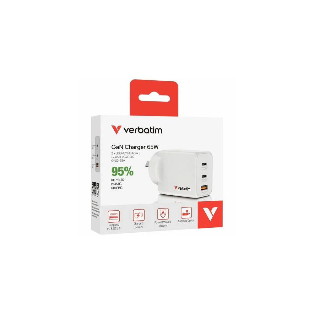 Verbatim 67016 GAN CHARGER 3 PORT 65W USB A/C - Image 8