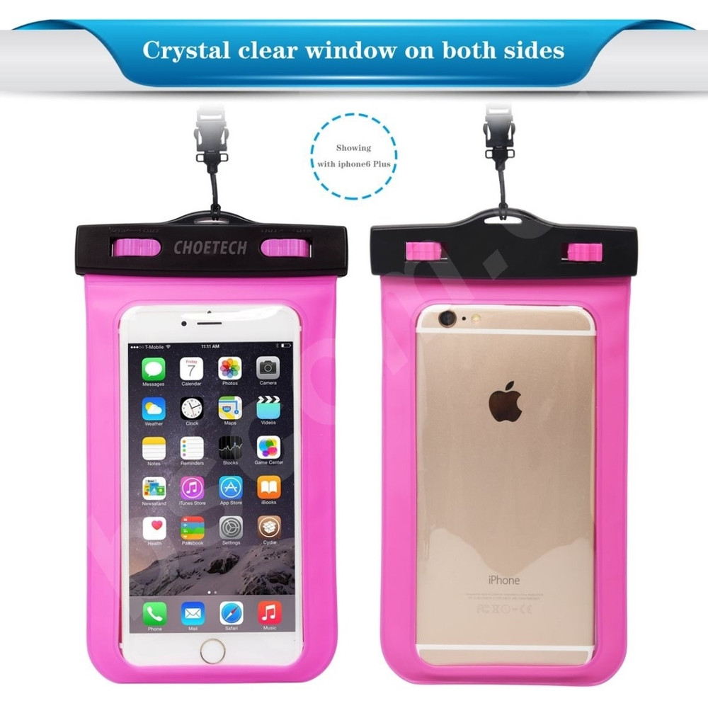 Choetech 6971824971927 WPC007 Universal WaterProof Cell Phone Pouch bag, up to 7" (Pink) - Image 5