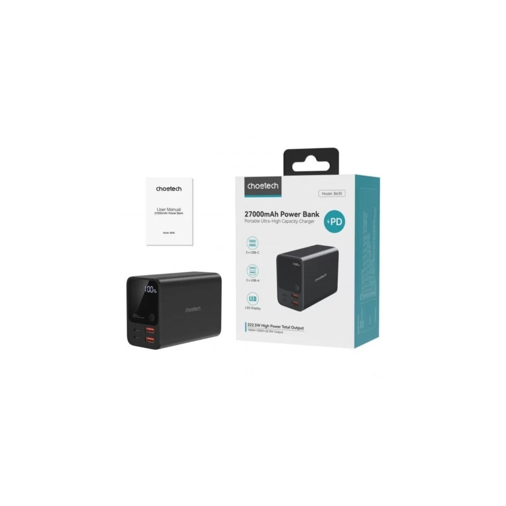 Choetech 6932112105547 B635 100W Power Bank 27000mAh – Dual USB-C PD Fast Charging for Laptops / Mobile - Image 9