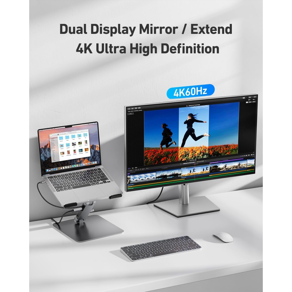 BENFEI 6971785944763 000398GY Laptop Stand + USB-C 6in1 HUB HDMI+USB-C(10G)+RJ45+2*USB-A(10G)+PD - Image 3