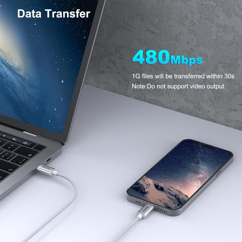 BENFEI B0CSFYW467 000351SL-1M 100W USB-C to USB-C Fast Charging Cable Aluminum Shell Tangle-Free Silicone for I-phone 15 /16 /Samsung 1M - Image 4