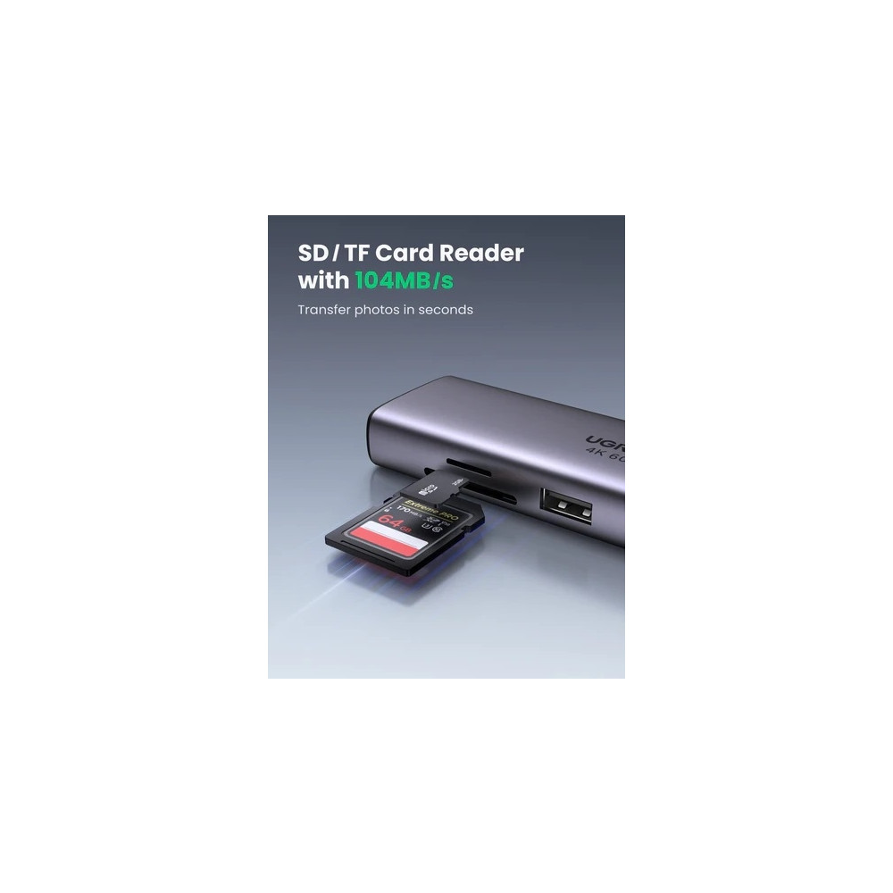 UGREEN 6957303865154 60515 7 in 1 Multiport Adapter with 4K@60Hz HDMI / PD100W /RJ45 /SD&TF /USB3.0 x 2 - Image 5