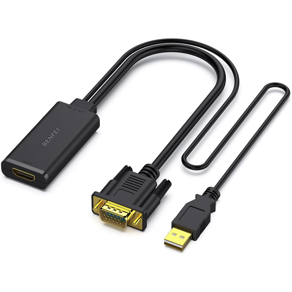 BENFEI B07K14NR8P 000210BK VGA to HDMI Adapter with Audio Support and 1080P Resolution - Image 1