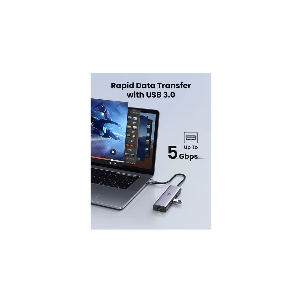 UGREEN 6957303865154 60515 7 in 1 Multiport Adapter with 4K@60Hz HDMI / PD100W /RJ45 /SD&TF /USB3.0 x 2 - Image 4