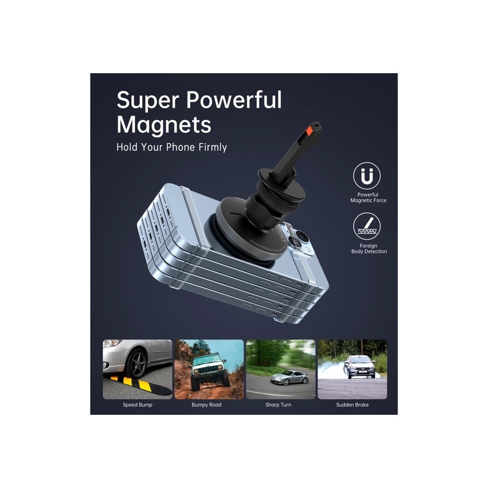 Choetech 6932112106377 T205-F 15W Magnetic Car Charger Holder LED Fast Wireless Mount - Image 4
