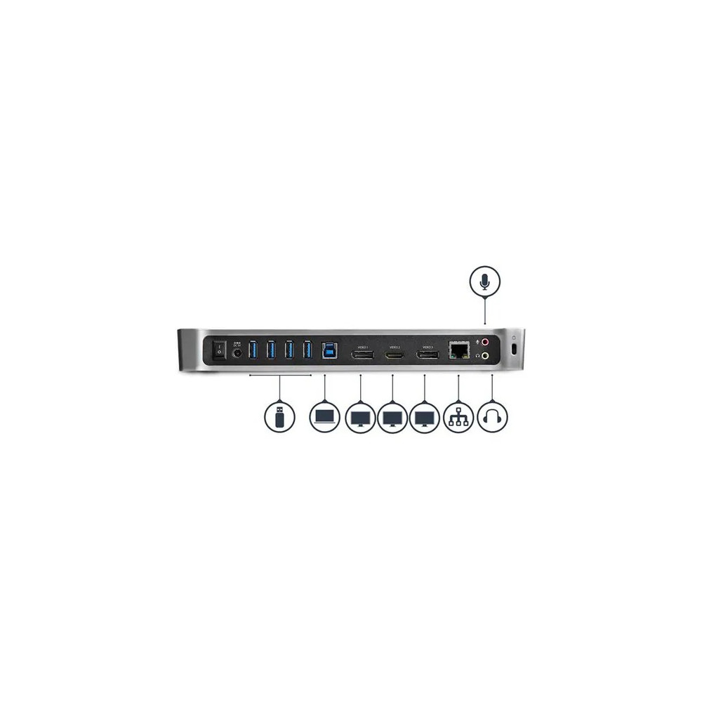 StarTech USB3DOCKH2DP Triple Monitor USB 3.0 Docking Station for Laptops - Mac & Windows - USB Fast Charge Port - Up to 4K - - 4K USB docking station supports 4K on one display - Triple display docking station has fast-charge port - USB 3.0 docking st