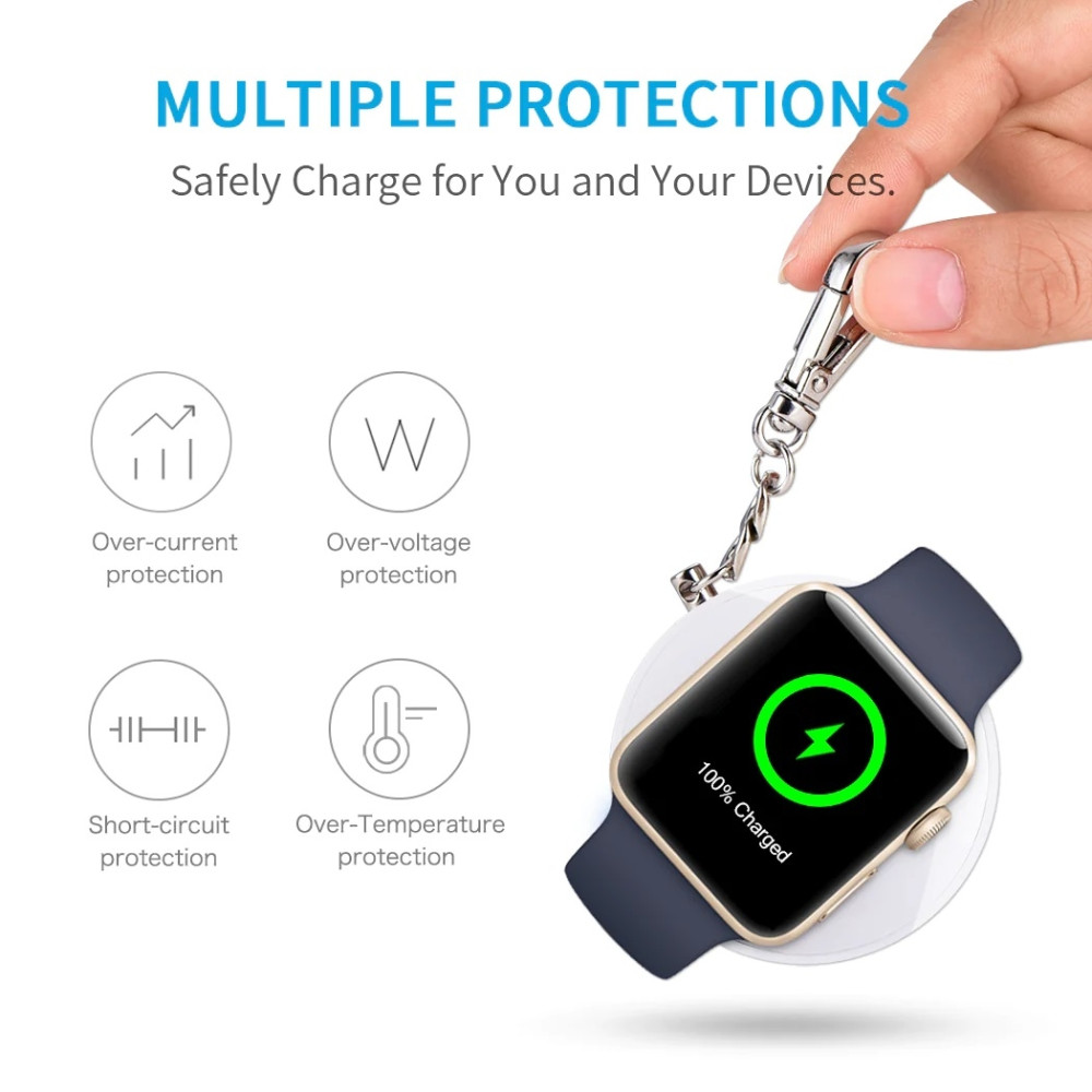 Choetech 6971824970227 T313 MFi 900mAh Magnetic Wireless Charger for Apple Watch Key-chain (White) - Image 5