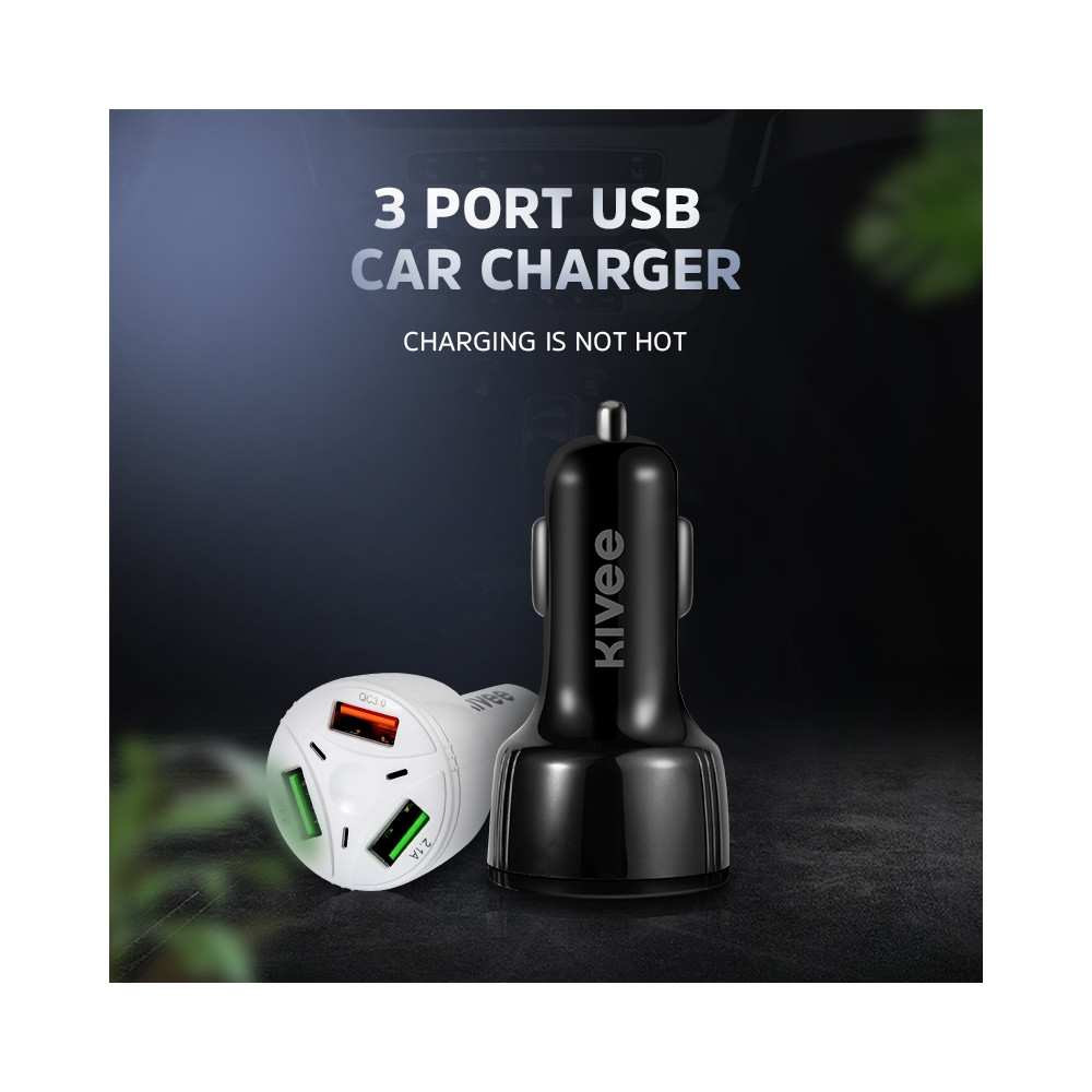 KIVEE 6941256112663 UT61 car charger with Triple USB Black - Image 3
