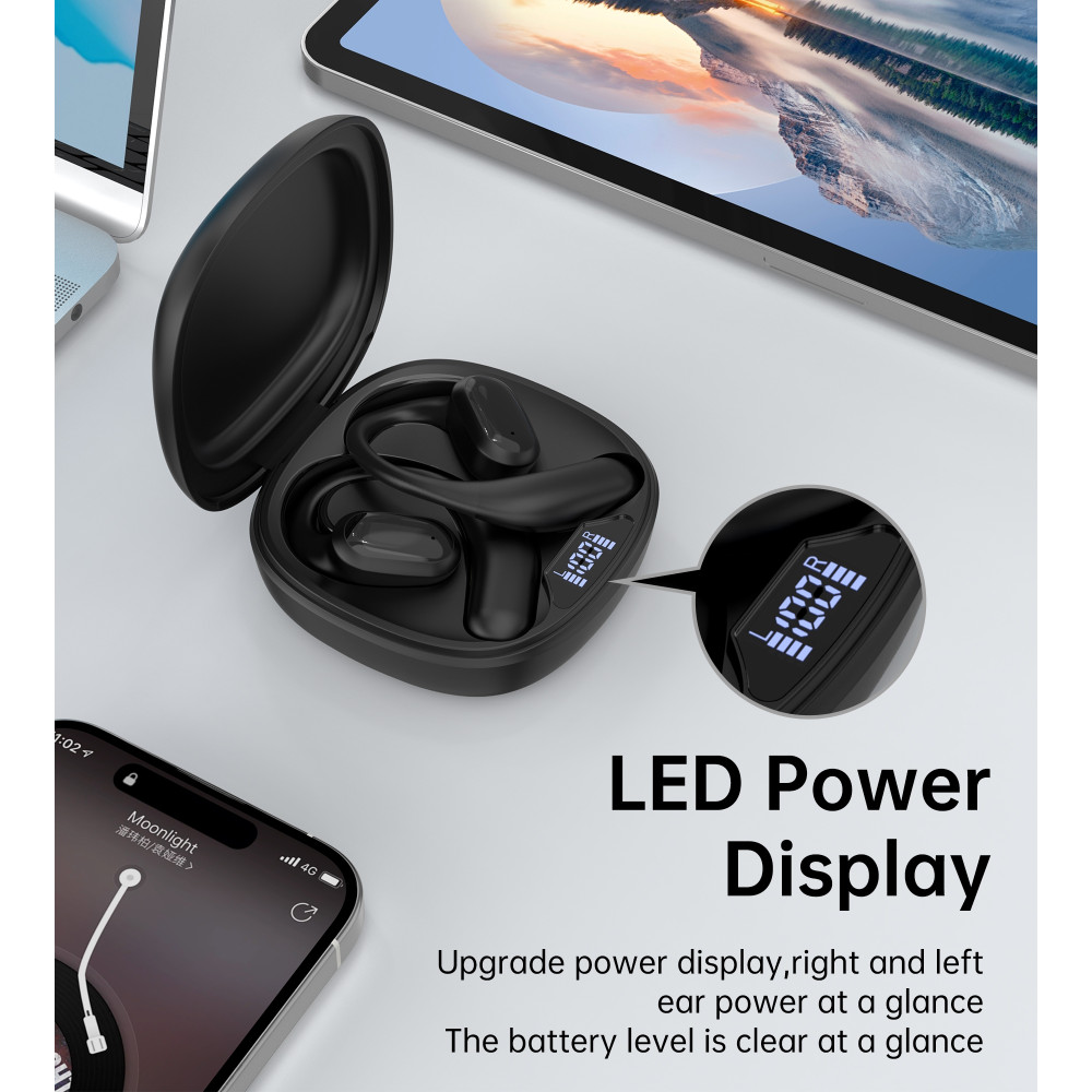 Choetech 6932112107213 BH-T25 OWS Painless new Concept Bluetooth V5.3 TWS Play time: 6 hours - Black - Image 5