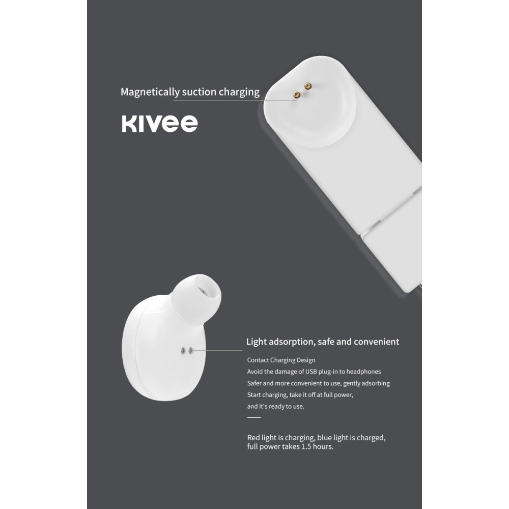 KIVEE 6971239570081 TW21 Wireless Bluetooth Earphone with Mic For All Bluetooth Tablet Smartphone - Black - Image 2