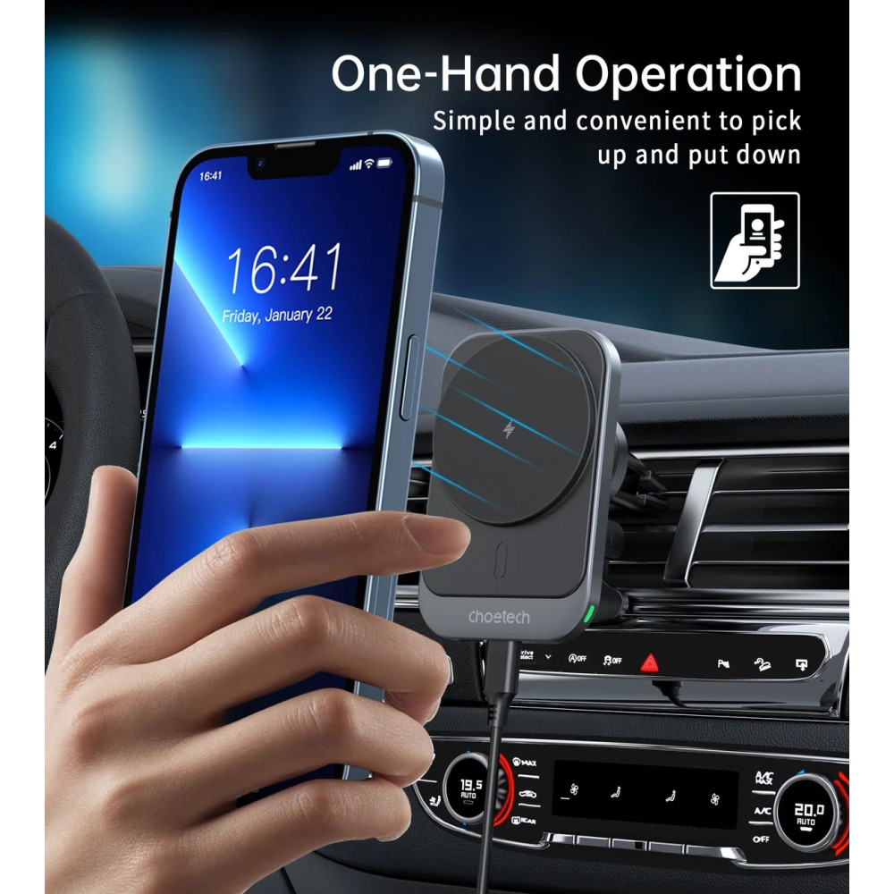 Choetech 6932112106384 T206-F 15W Magnetic car charger holder - Image 5