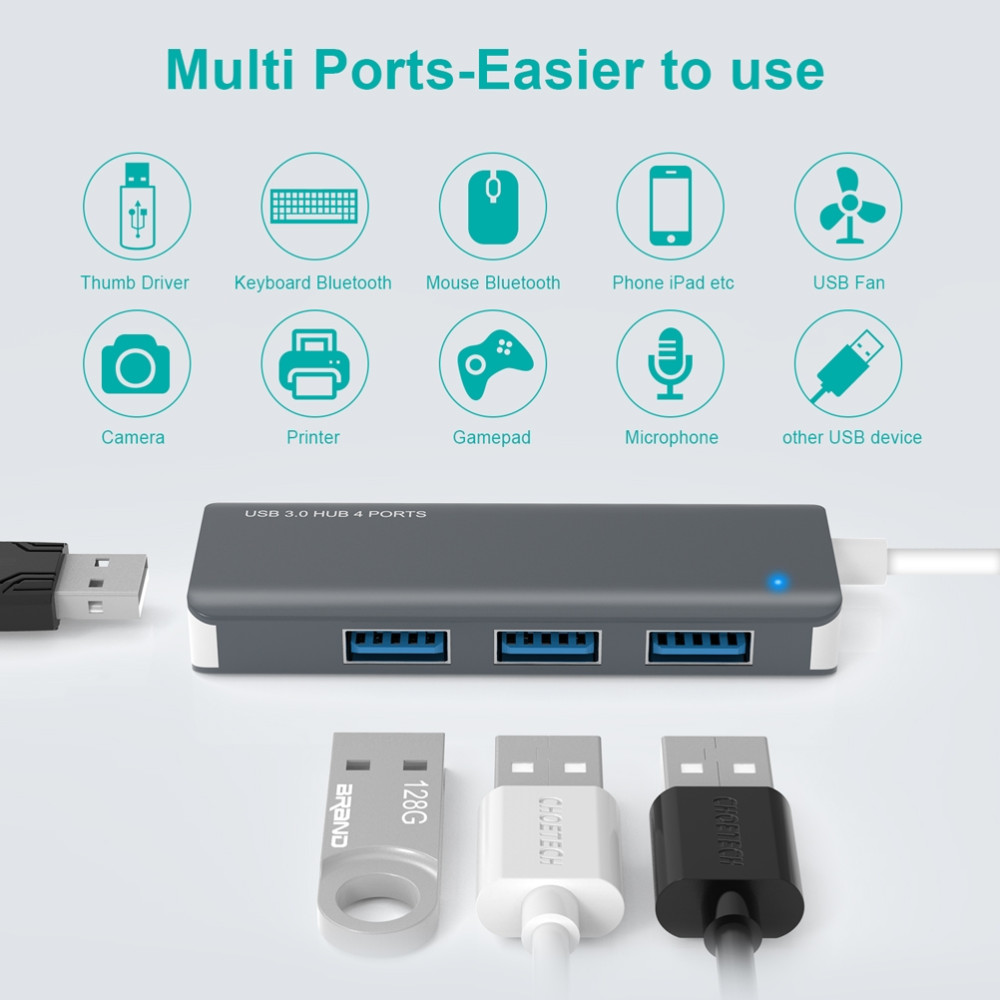 Choetech 6932112102645 HUB-U03 Ultra Mini USB3.0 to 4 * USB 3.0 port Hub - Image 2