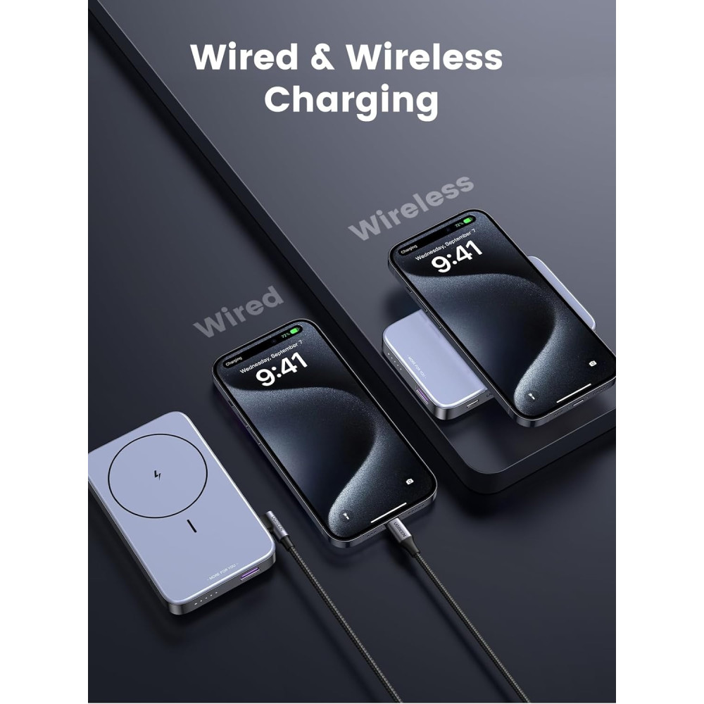 UGREEN 6941876210862 15086 10000mAh Magnetic Wireless Power Bank (Sapce Gray) - Image 8