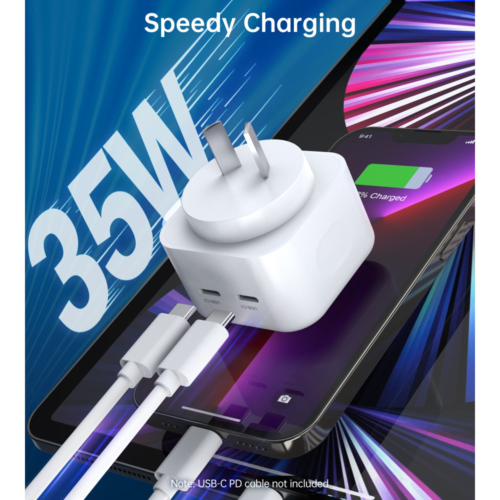 Choetech 6932112103086 Q5008 PD 35W Dual USB-C Charger - Image 5