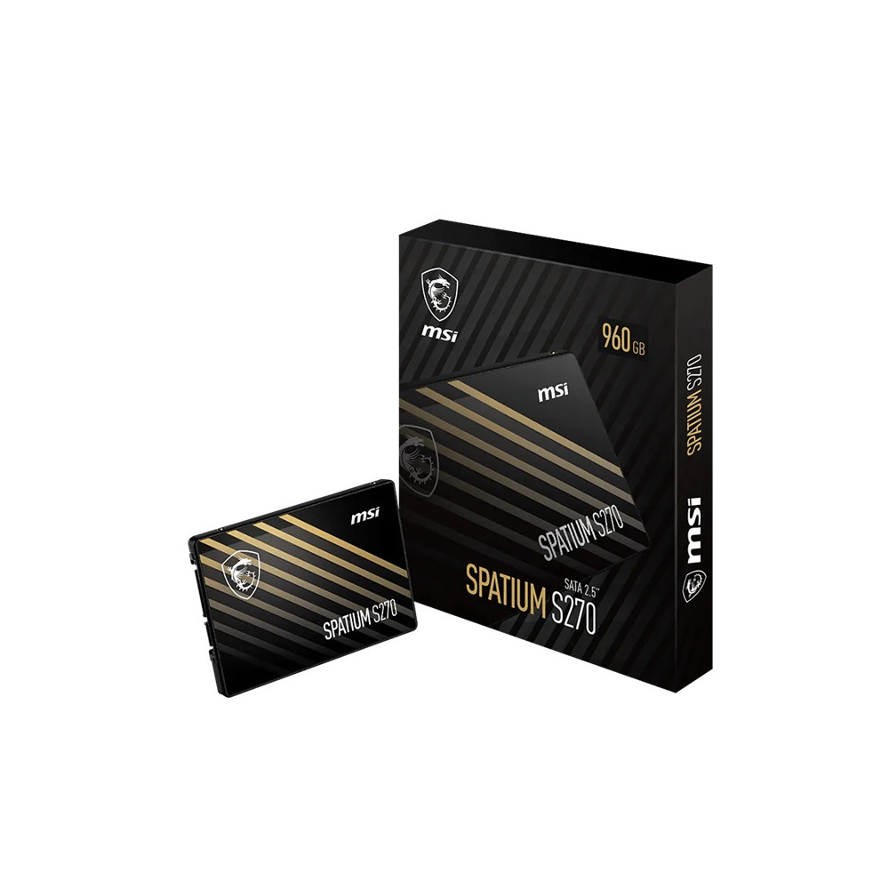MSI SPATIUM S270 SATA 2.5 960GB SPATIUM S270 SATA 2.5' 960GB, PHISON S11, 3D NAND, SATA III 6Gbps, Sequential Read up to 500MB/s, Sequential Write up to 450MB/s, 250 TBW, 5Y WTY - Image 1