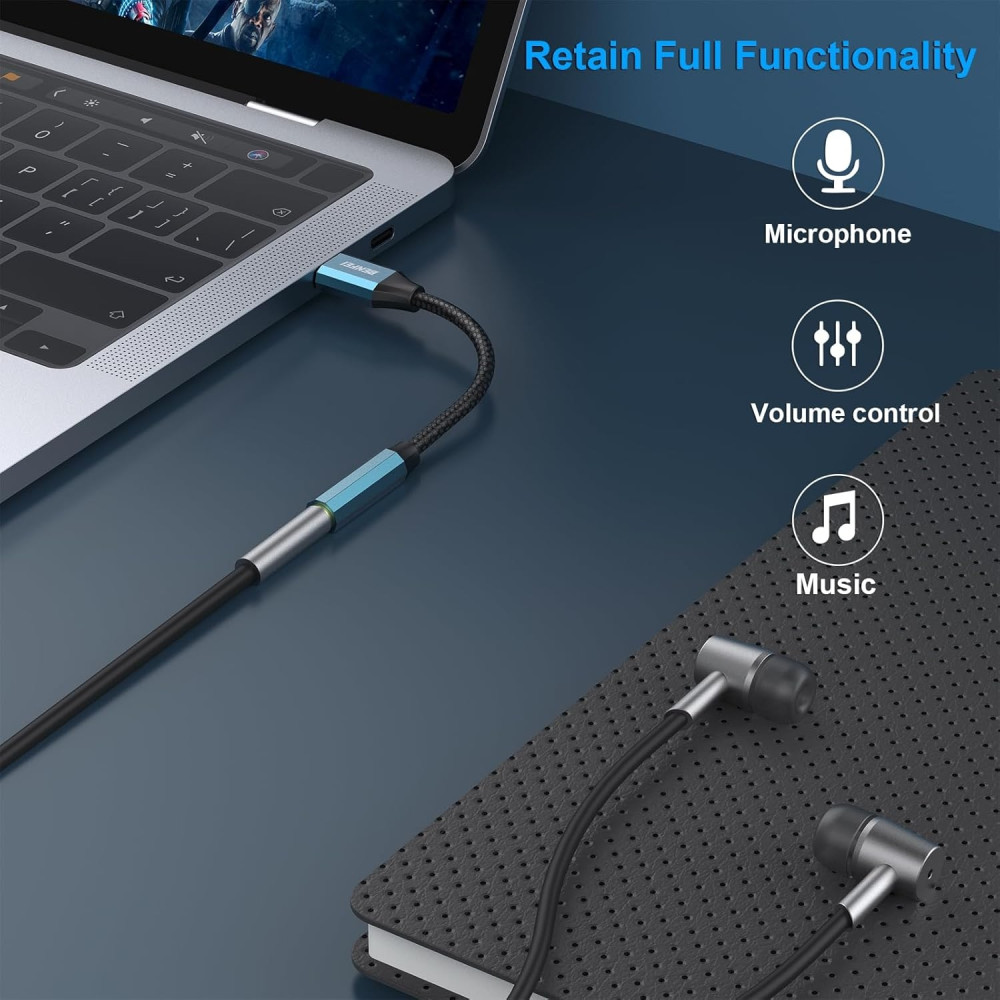 BENFEI B0CDTYZTKW 000349BL USB C to Aux Audio Dongle Cable Cord Compatible with Samsung / Mac-book /I-pad (Not for I-phonr 15/16) - Image 7