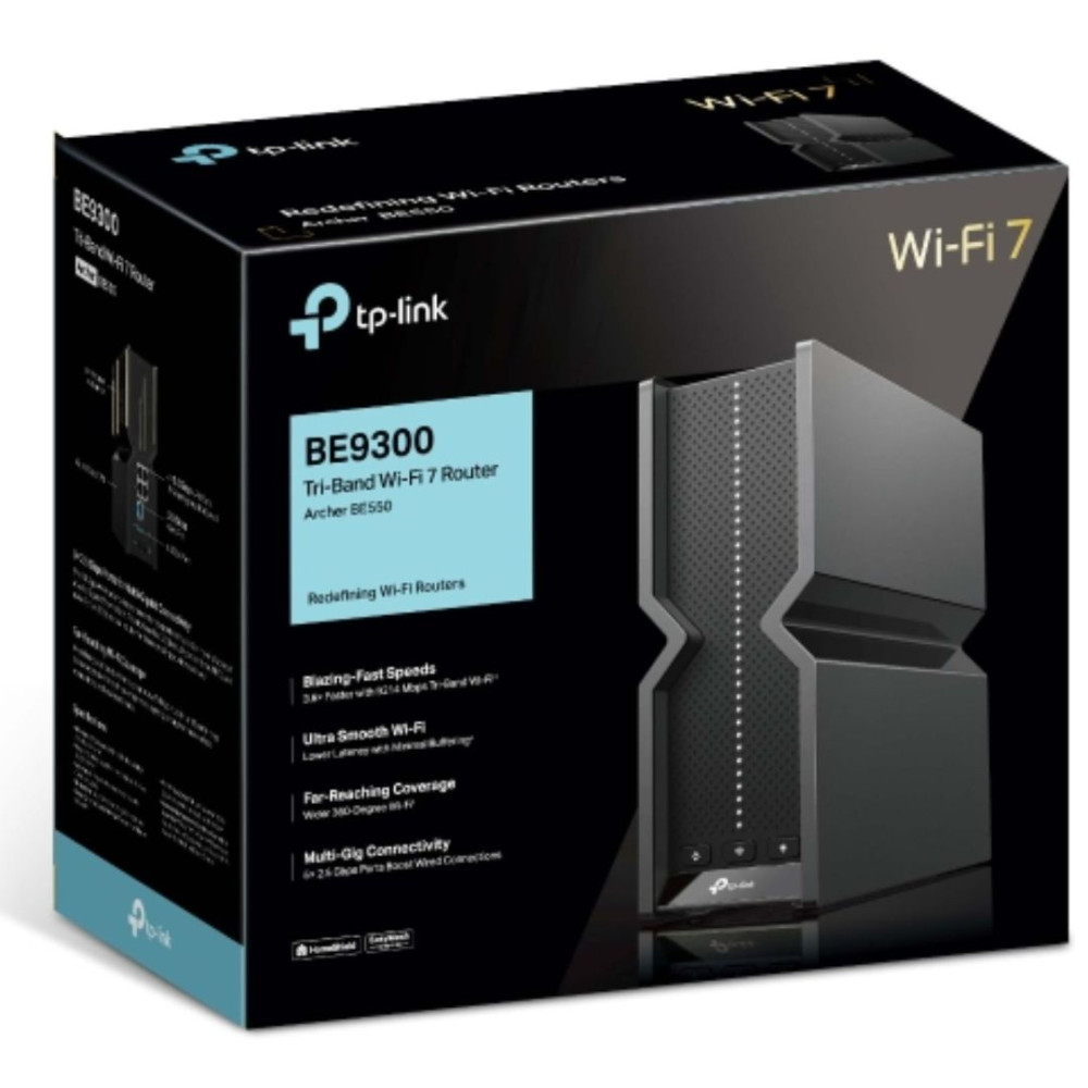 TP-LINK ARCHER BE550 ARCHER BE9300 WI-FI 7 TRI-BAND ROUTER, EASYMESH, 2.5GbE(5), 3YR - Image 1